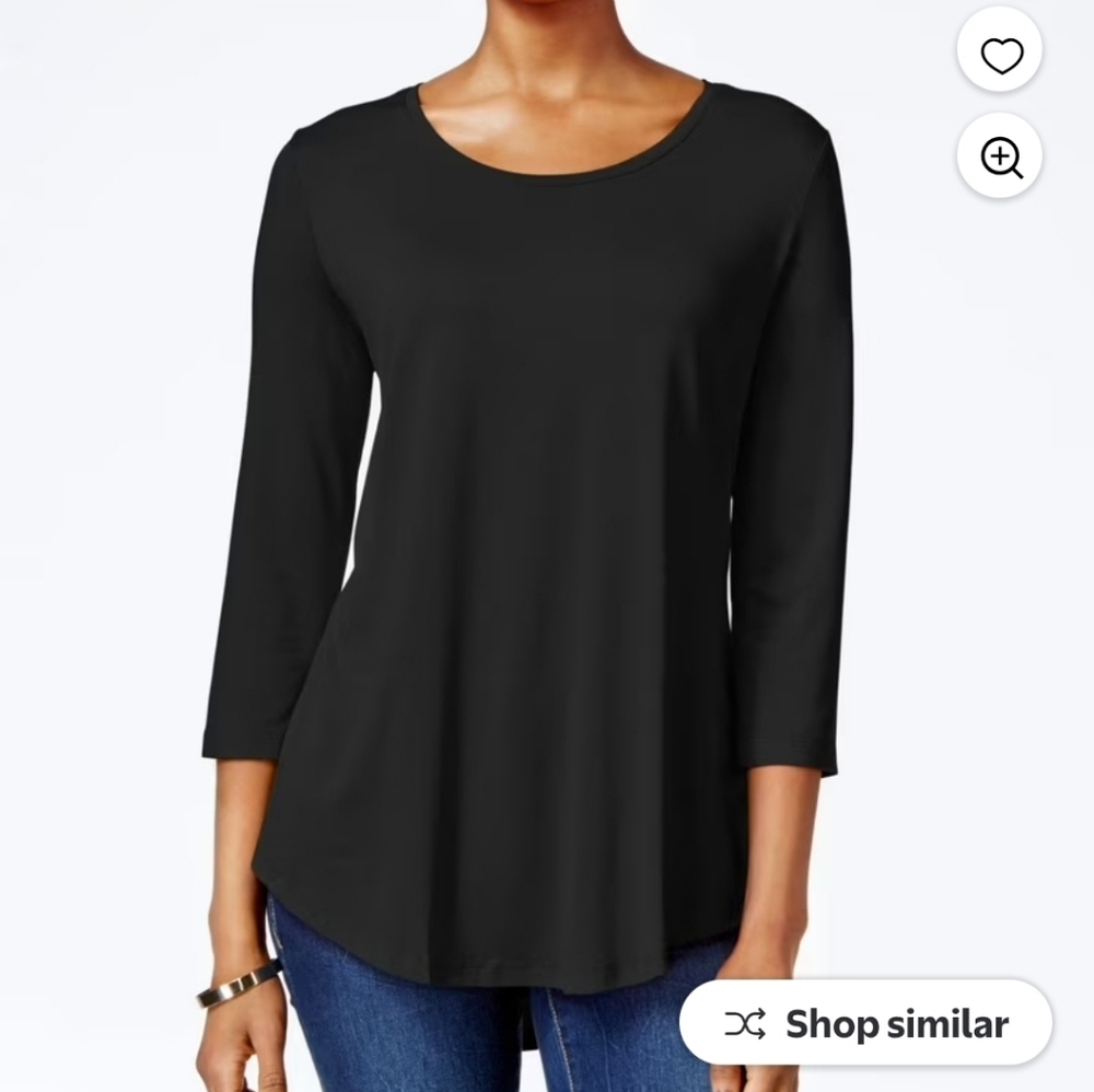 Women's 3/4-Sleeve Scoop Neck Top, Size Large, JM Collection